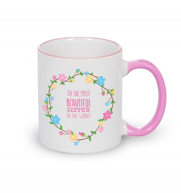 Pink Rim and Handle Mug